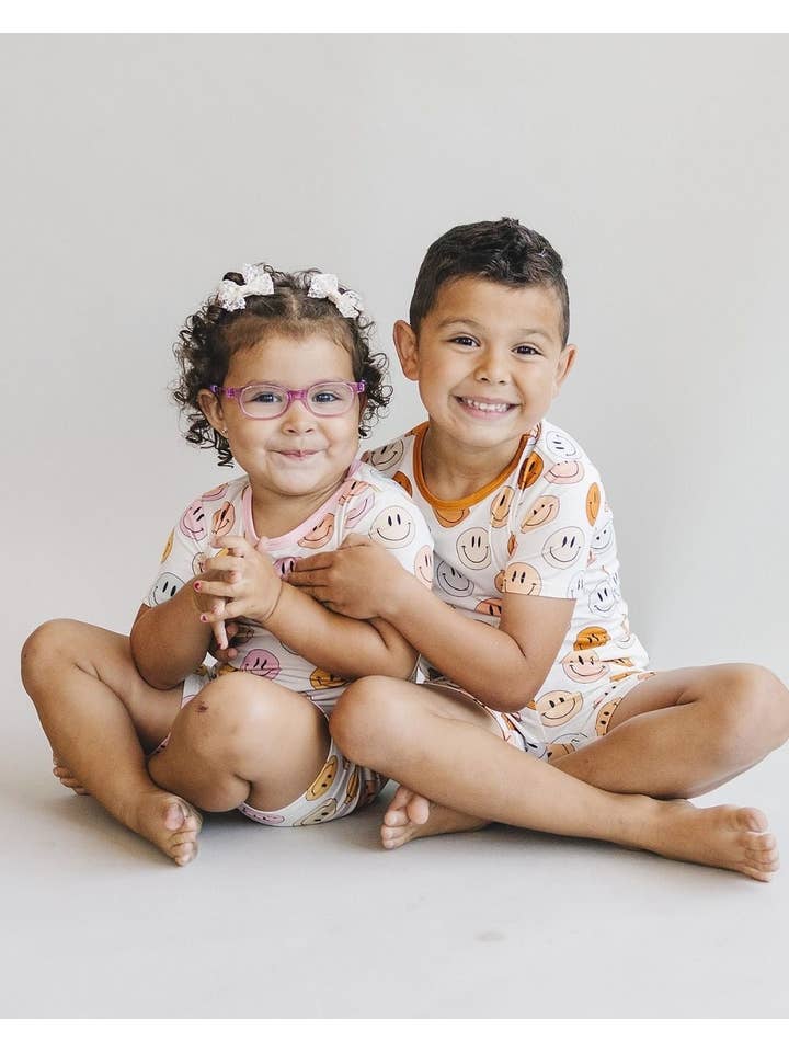 Lucky Panda Kids - Wholesale Sleepwear Set - Kids - Smiley Bamboo Kids Clothing Two Piece Shorts Set | Copper5