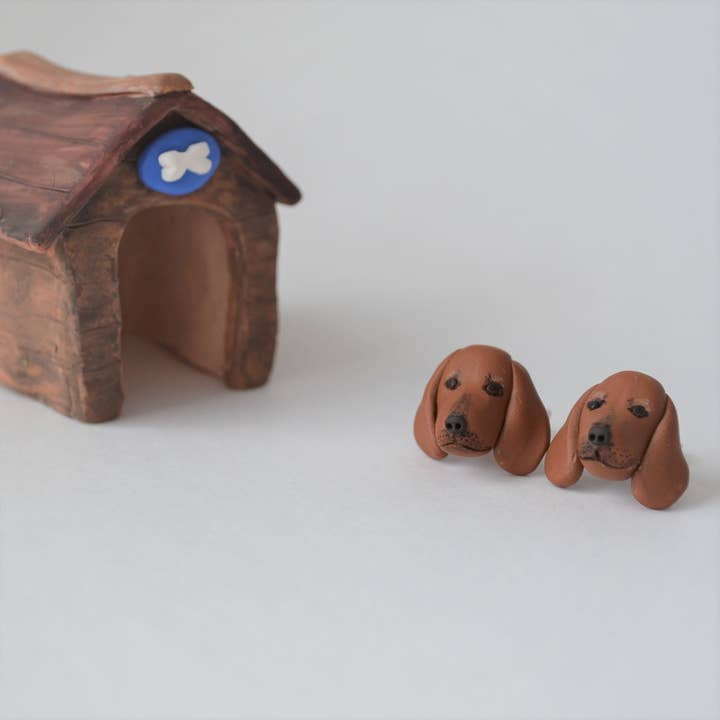 Pawfect Love - Vente Clous d'oreille - Boucles d'oreilles teckel - Clous d'oreilles de chien saucisse en argile polymère