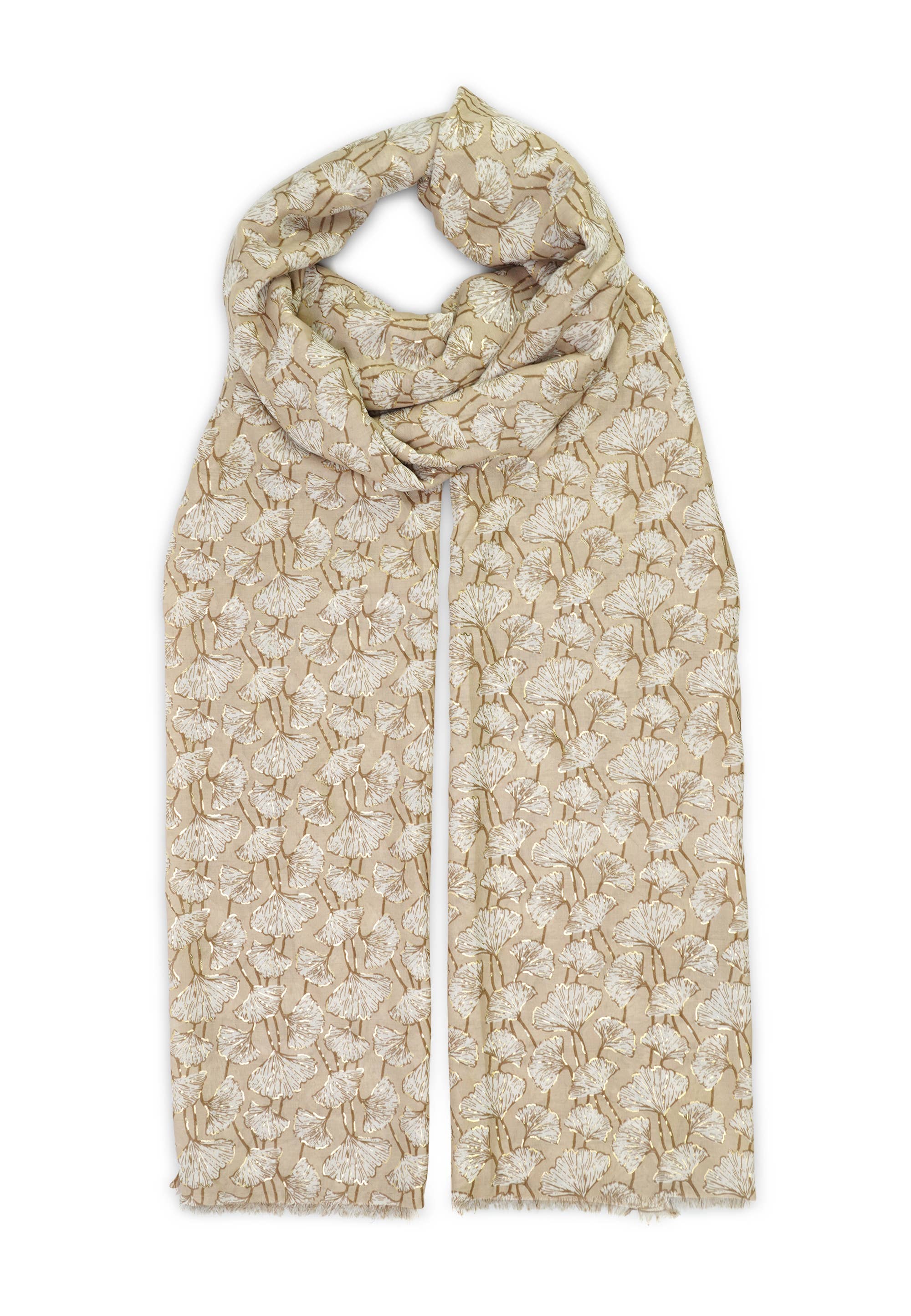 HJS – wholesale Scarf – Women's – Printed scarf 'CLOVER' - made of viscose with golden print7