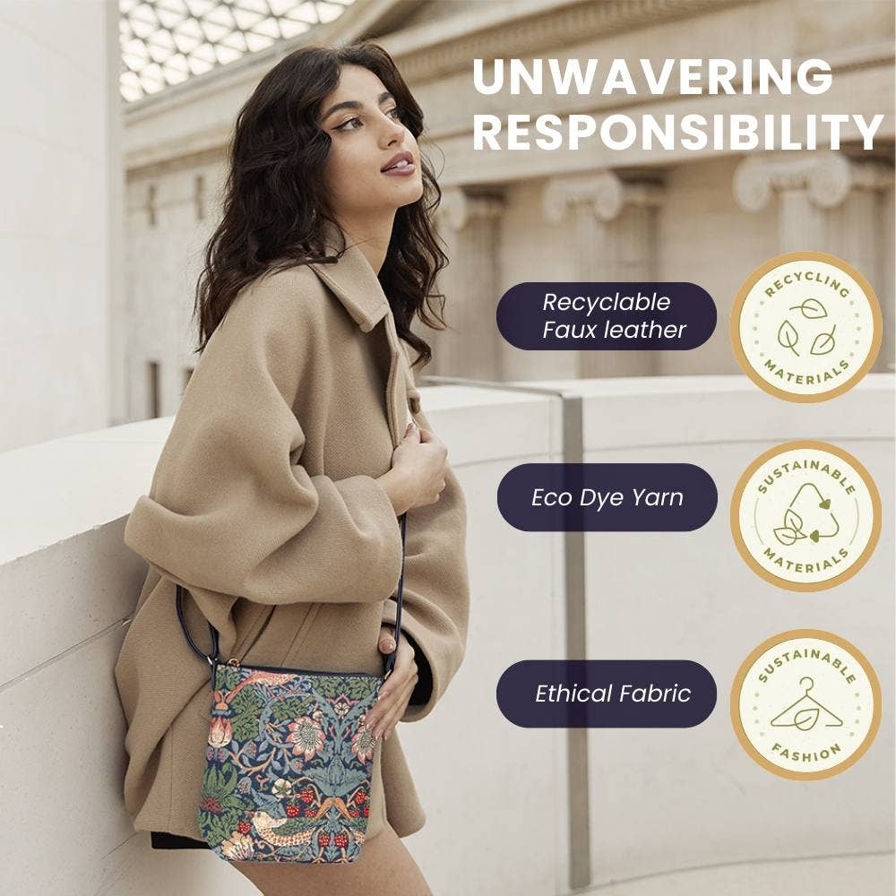 SignareArt - Wholesale Crossbody Bag - Women's - SLING-STBL | WILLIAM MORRIS STRAWBERRY THIEF BLUE SLING BAG PURSE CROSSBODY4
