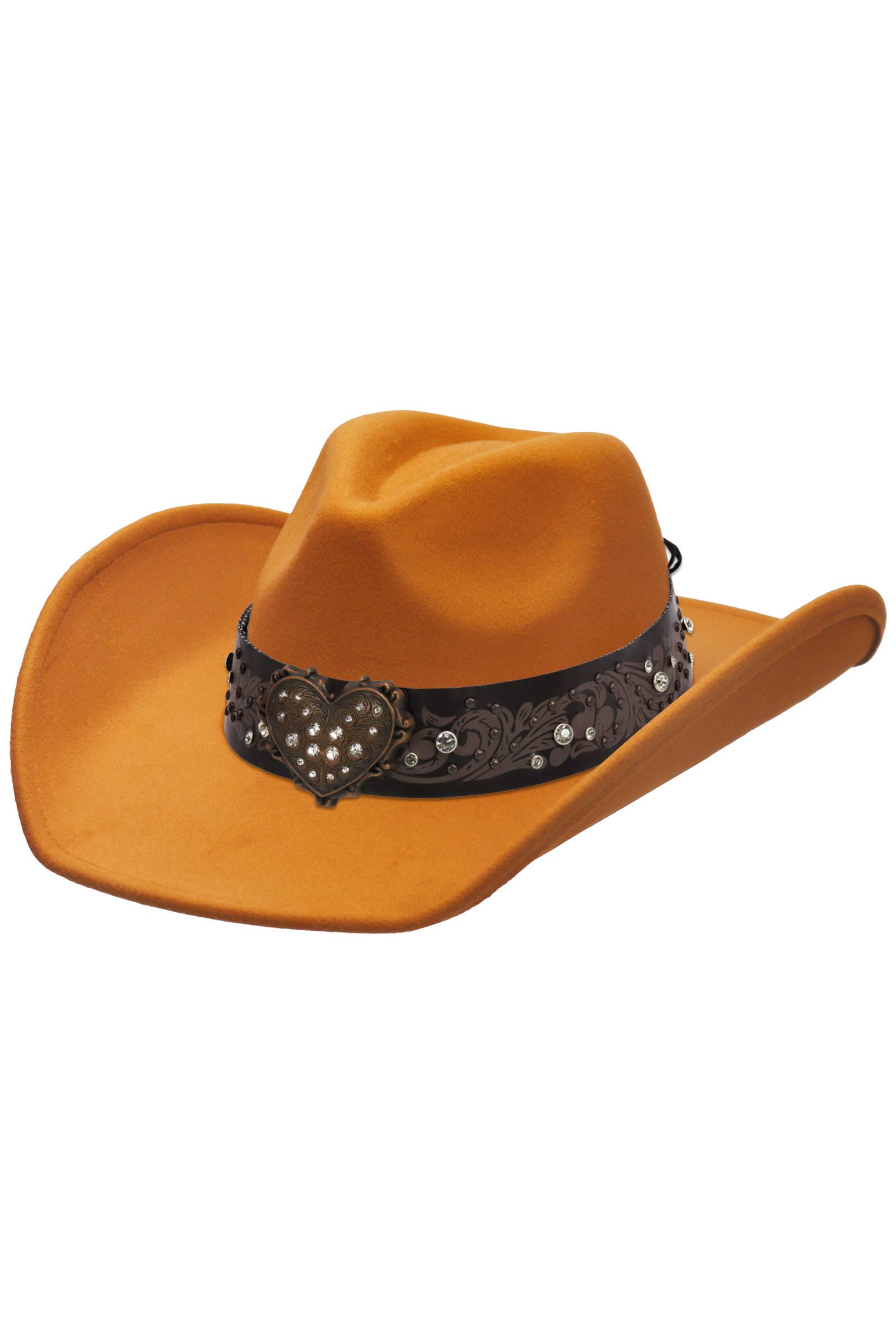 Cap Zone - Venta al por mayor Sombrero cowboy - Unisex - Sombrero vaquero de fieltro con cinturón de strass en forma de corazón4