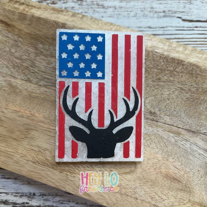 Buck Flag | Hand Painted Car Freshie for wholesale by Hey Lo Freshie Co