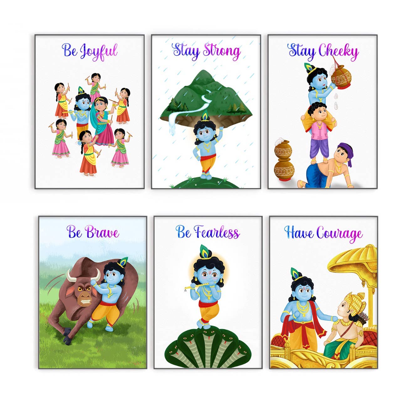 Krishna My Friend Ltd – wholesale Art print – Kids & baby – Kids Motivational Wall Print Set - Inspired by Lord Krishna2