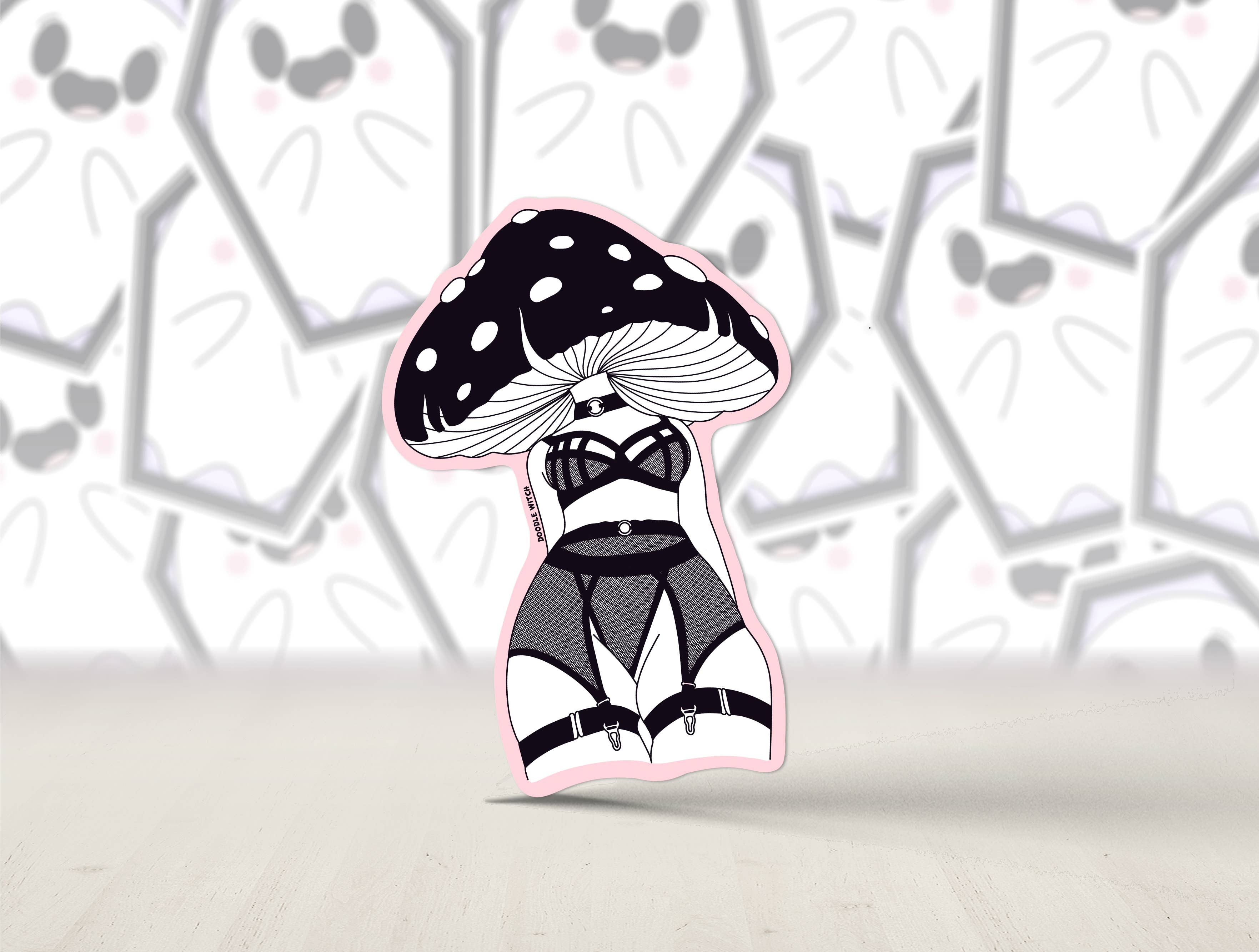 DoodleWitch - Wholesale Sticker - Mushroom Lady, Witchy Sticker