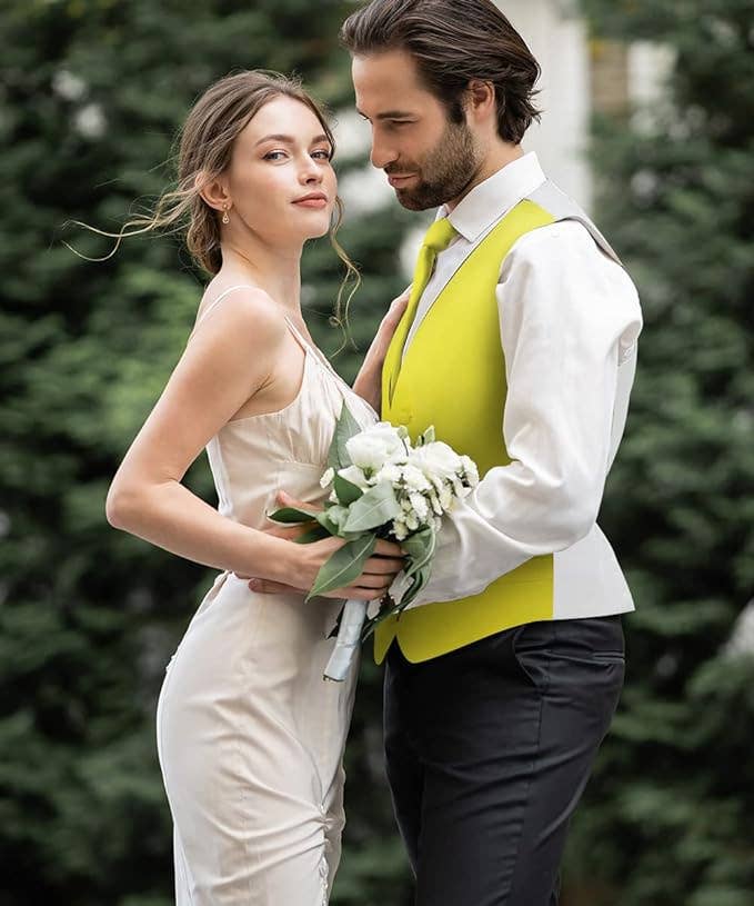 Dubal Brothers - Wholesale Suit Vest - Men's - Vittorio Farina Solid Satin Vest Set (White Back) Var. 01 (Beige-Maize)39