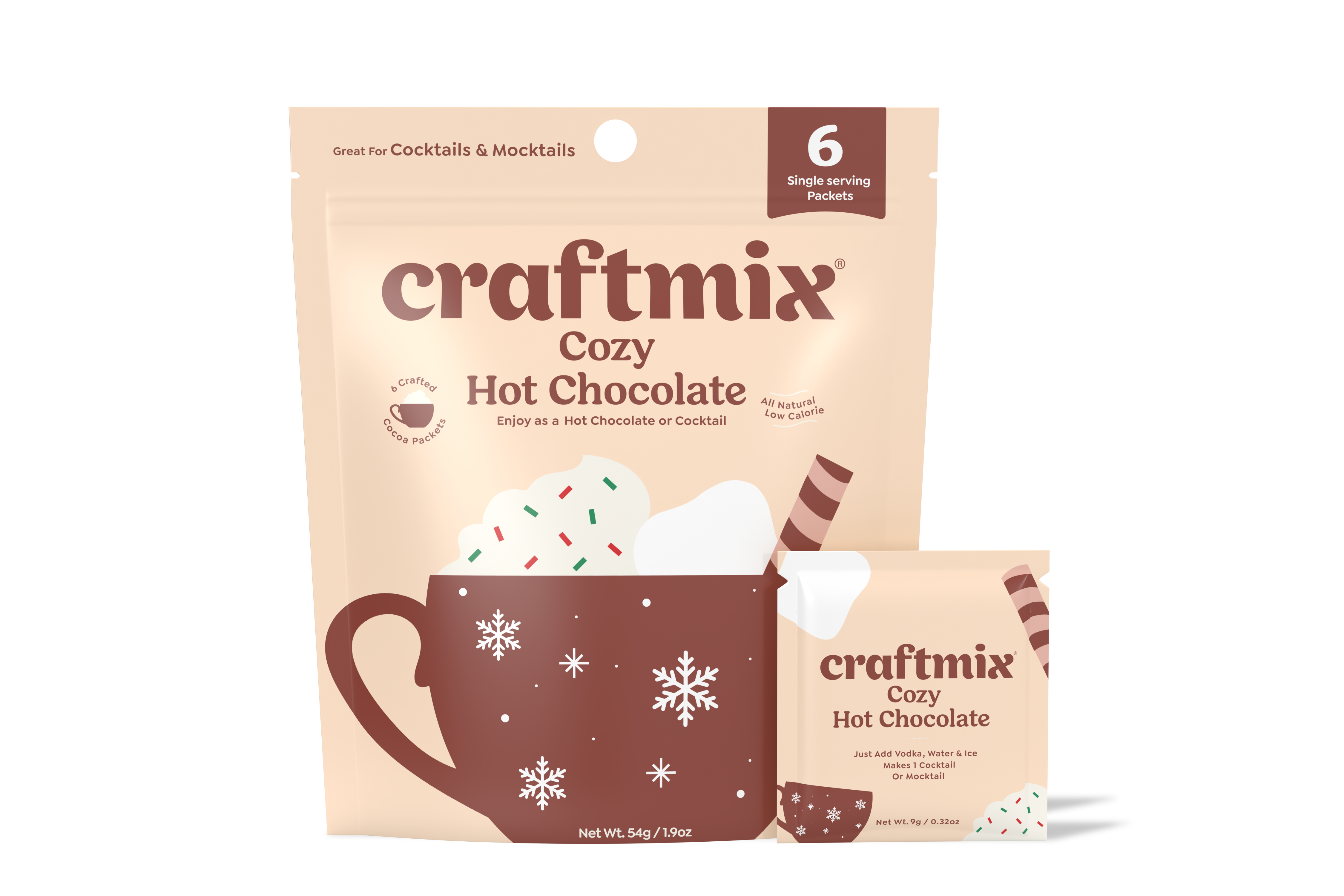 Craftmix – Kit/preparado de chocolate quente por atacado – Misturadora Cozy Chocolate Quente e Cocktail - Pacote Multipack de 6 Porções5