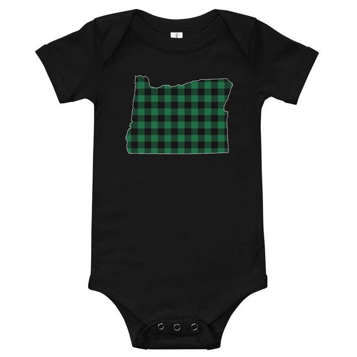 Camper Plaid Baby Bodysuit- Oregon for wholesale by Etta and James Junction