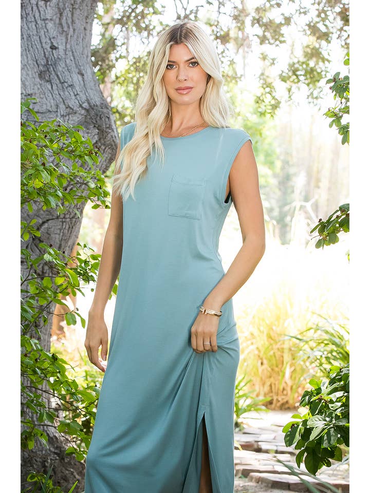 Sweet Lovely by Jen – Vestido - Mulher por atacado – VESTIDO MIDI CASUAL EM MALHA JERSEY COM BOLSO MACIÇO SEM MANGAS12