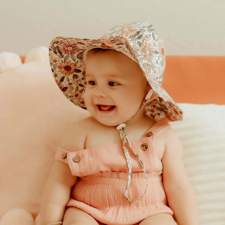 Huggalugs - Wholesale Sun Hat - Kids - Vintage Flora Sunhat UPF 50+ Baby & Toddler