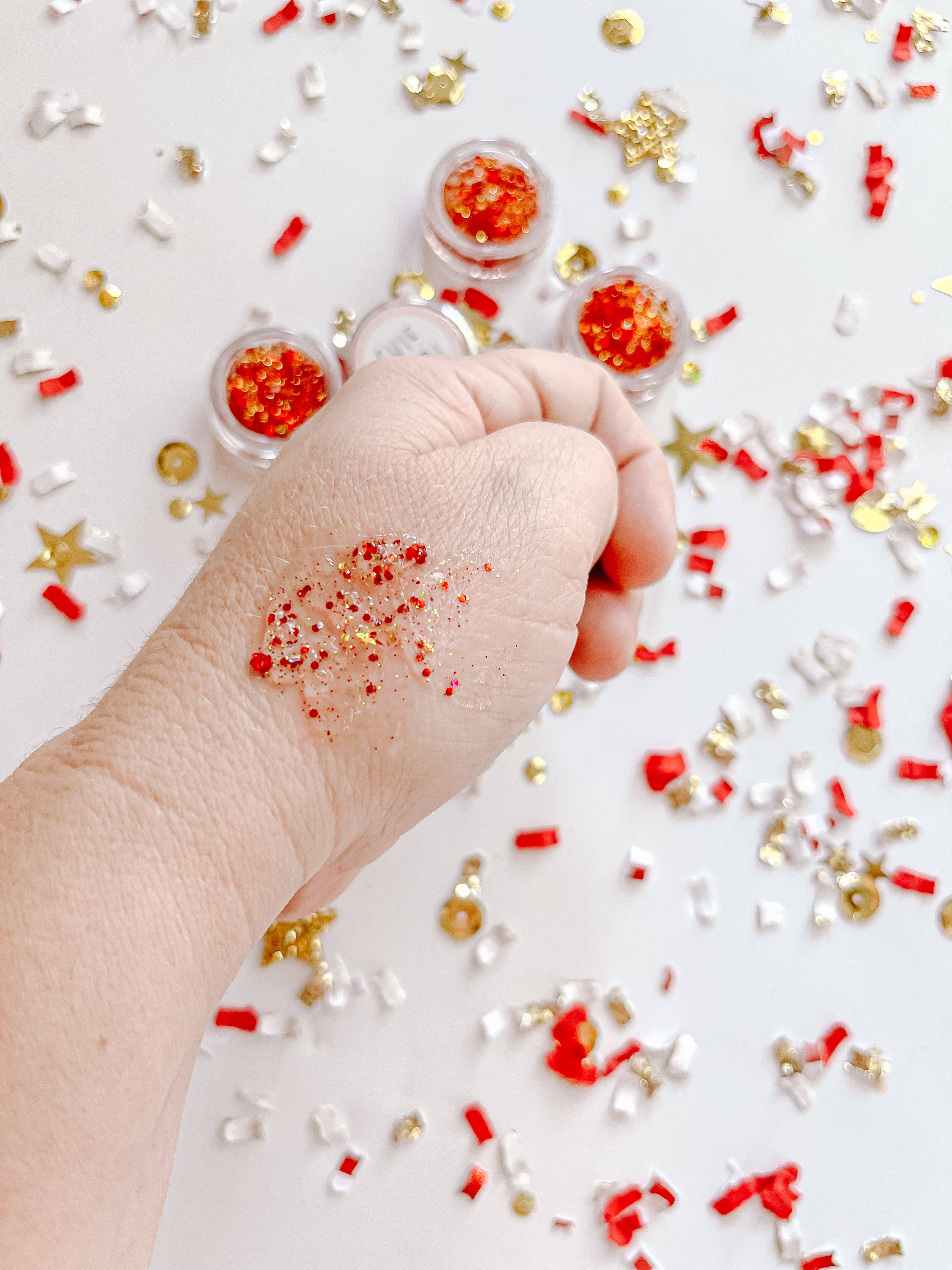 Evie Pearl Handmade LLC - Wholesale Hair Glitter - Game Day Hair Glitter Gel- Red Gold Kansas City Red Kingdom3