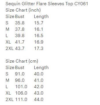 Multi Colored Sequin Glitter Fashion  Flare Sleeves Top CY061 for wholesale on Faire3