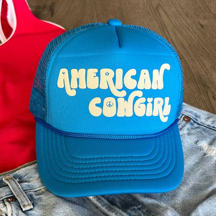 American Cowgirl 4th of July Trucker Hat for wholesale by Malibu and Mint