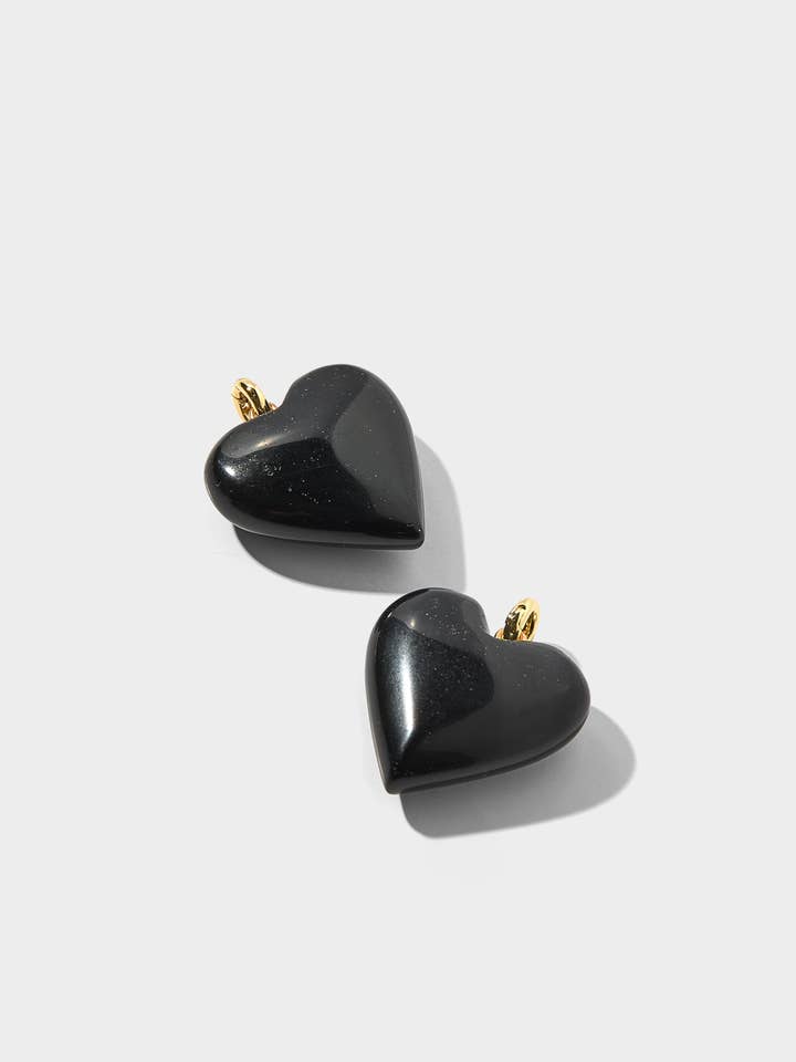 Black Stone Heart Charm for wholesale by Allie + Bess