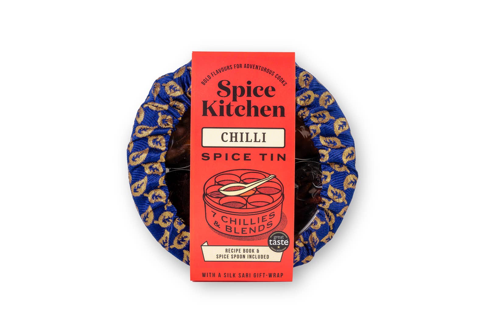 Spice Kitchen – wholesale Dried spice mix – Chilli Tin with 7 Chillies & Blends and Silk Sari Wrap2
