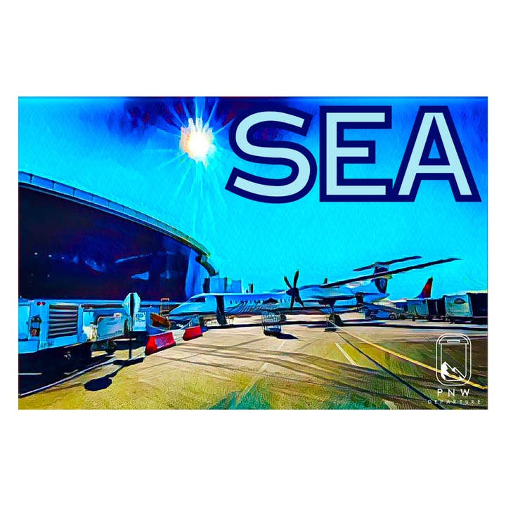 SEA lufthavn klistermærke for engroshandel hos PNW Departure
