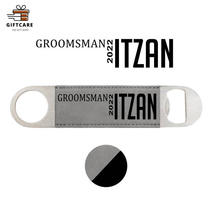 Abridor de botellas personalizado/llave de barra con monograma, regalo de fiesta para venta al por mayor de Laser Leatherette