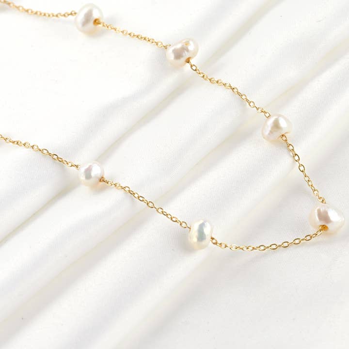 Blueyejewelry - Wholesale Beaded/Pearl Necklace - Pearl Station Necklace - Pearl Satellite Necklace