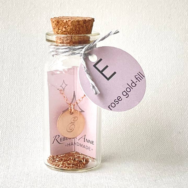 Rose Gold Initial Necklace - 14k Gold Fill for wholesale by Rebecca Anne Handmade