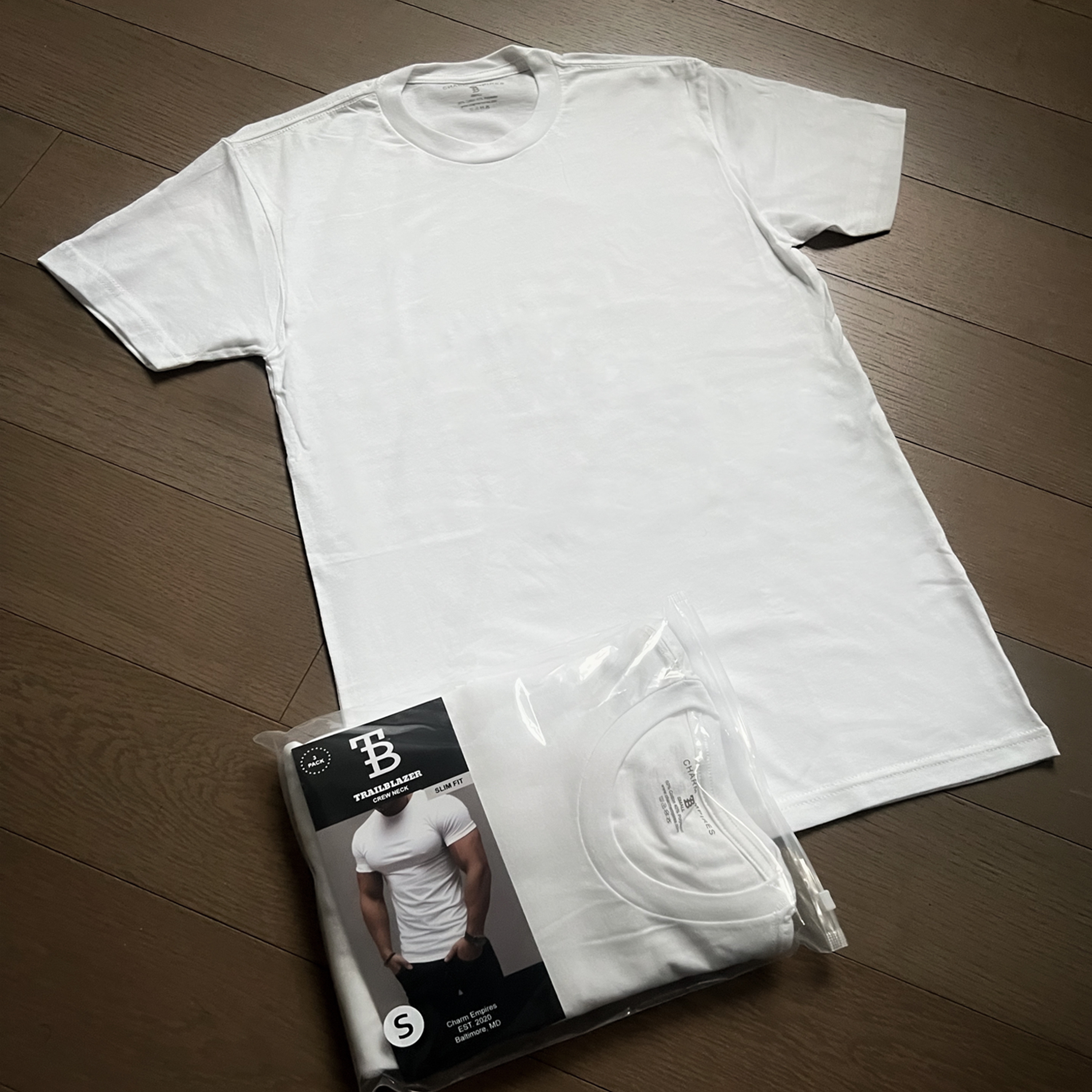 Charm Empires, LLC - Wholesale T-Shirt - Men's - TRAILBLAZER Slim Fit White and Black Tees Crewneck (3 Pack)6