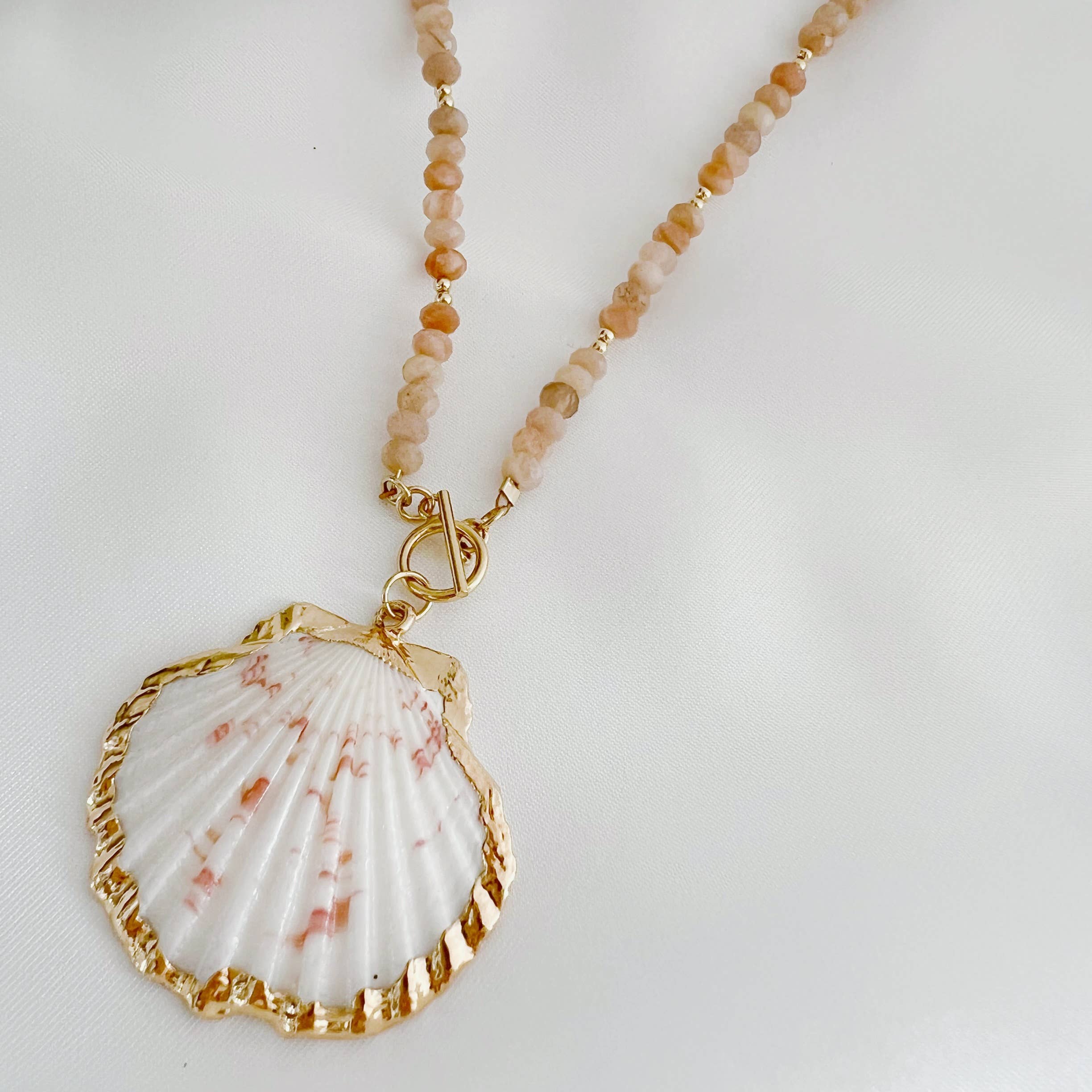 True by Kristy Jewelry - Wholesale Beaded/Pearl Necklace - Big Island Shell Sunstone Beaded Toggle Necklace Gold Filled8
