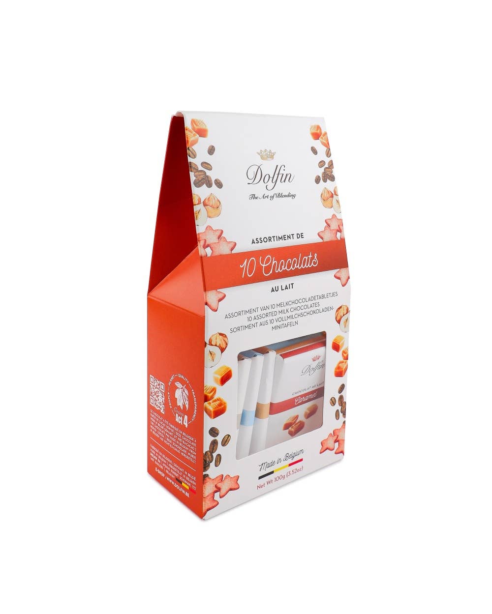 Dolfin – wholesale Chokladkartong – Sortiment av 10 10 g mjölkchokladkakor1