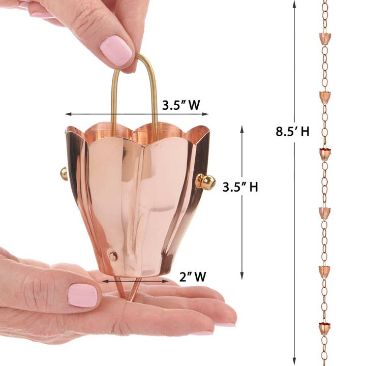 Good Directions - Wholesale Outdoor Ornament/Decor - Crocus Rain Chain - 8.5 ft., with 6 Large Cups