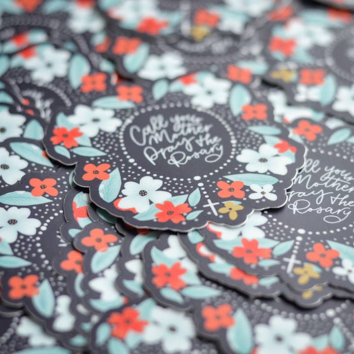 Little Way Design Co. - Wholesale Sticker - Call your Mother Pray the Rosary Sticker