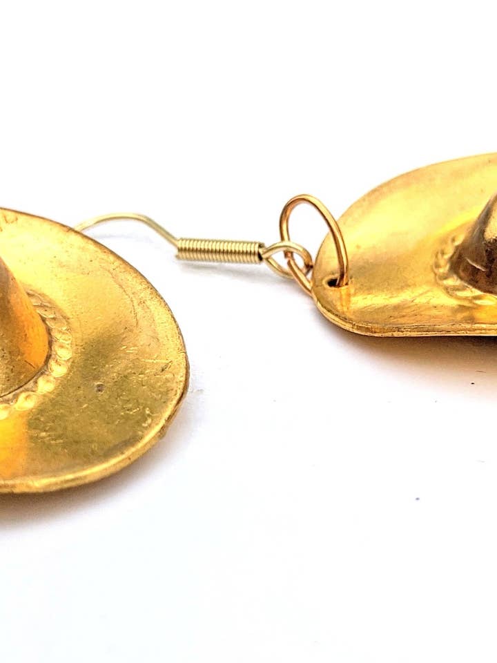 3d Brass Cowboy Hat Earrings Brass Gay Isber USA Made 100% Gift Bag for wholesale by Gay Isber Designs