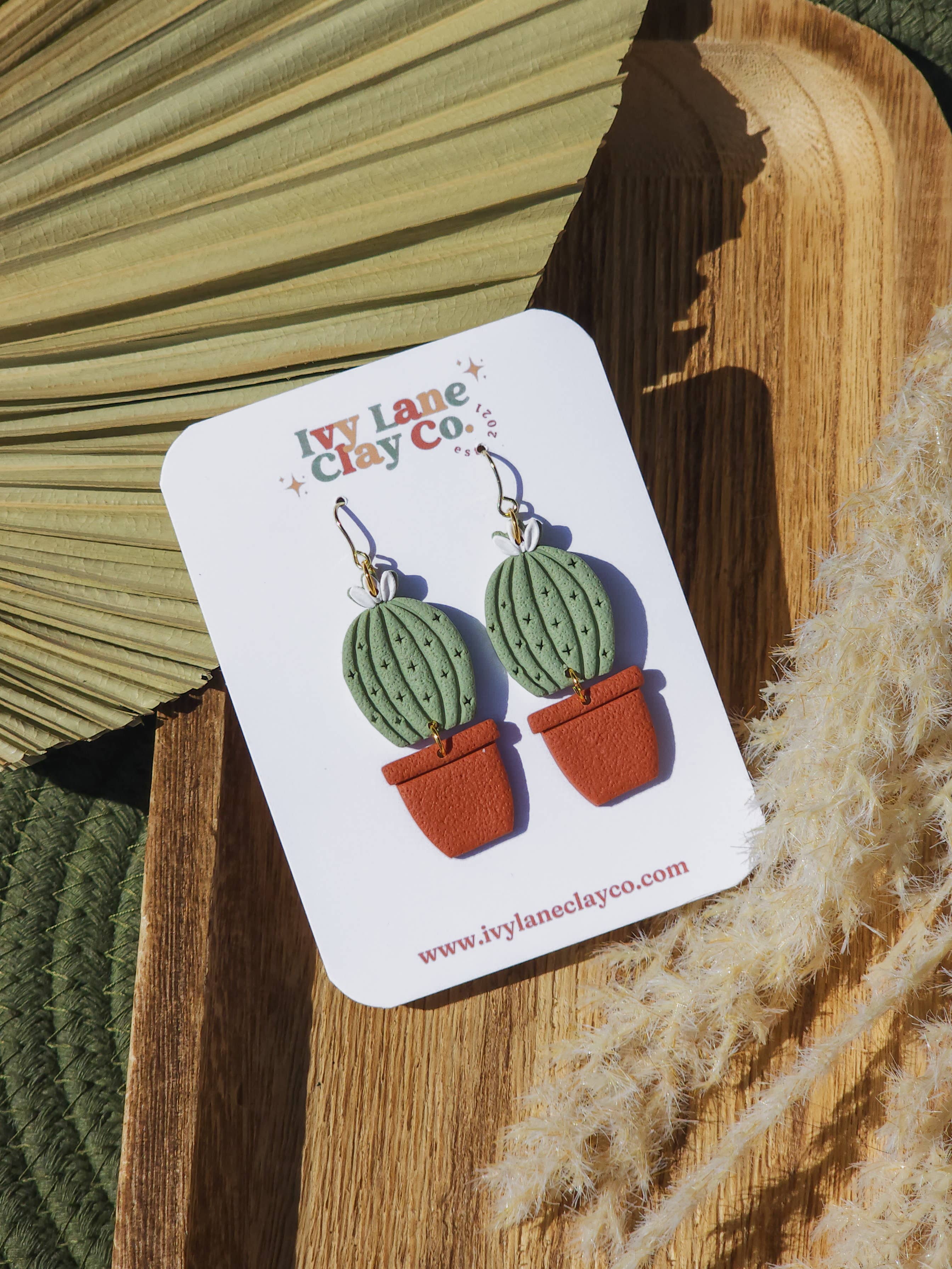 Ivy Lane Clay Co. - Vente Boucles d'oreilles pendantes - Plantes et pots | Cottagecore | Boucles d'oreilles en pâte polymère12