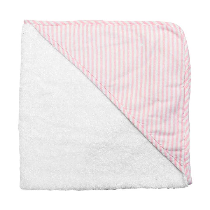 Serviette à capuche | Lin rayé rose Palm Beach pour la vente par Louelle.