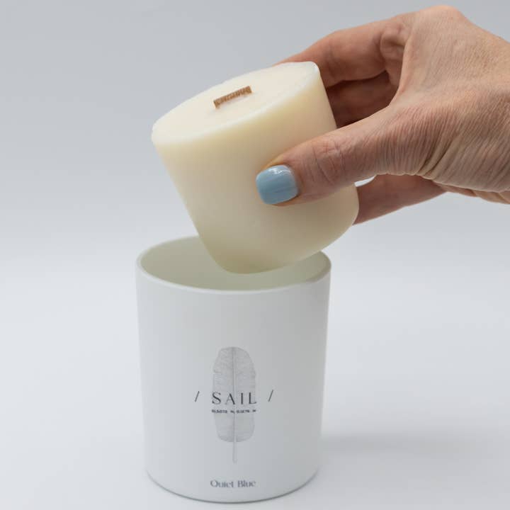 Quiet Blue - Wholesale Pillar Candle - Refill Candles4