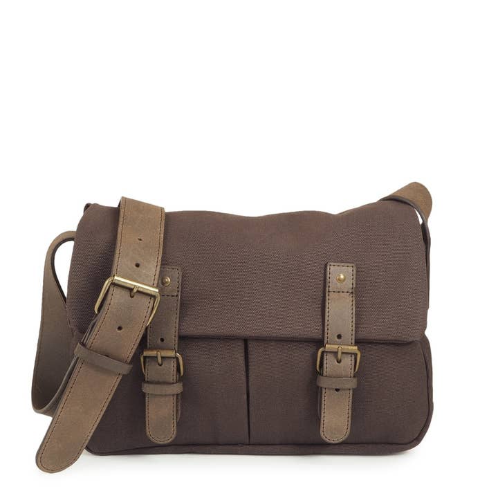 Sac besace en toile et cuir - format moyen -BRUSSELS 02 pour la vente par C Oui