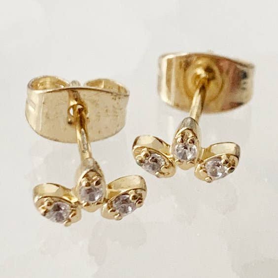 Crystal Lotus Studs for wholesale by Honeycat Jewelry