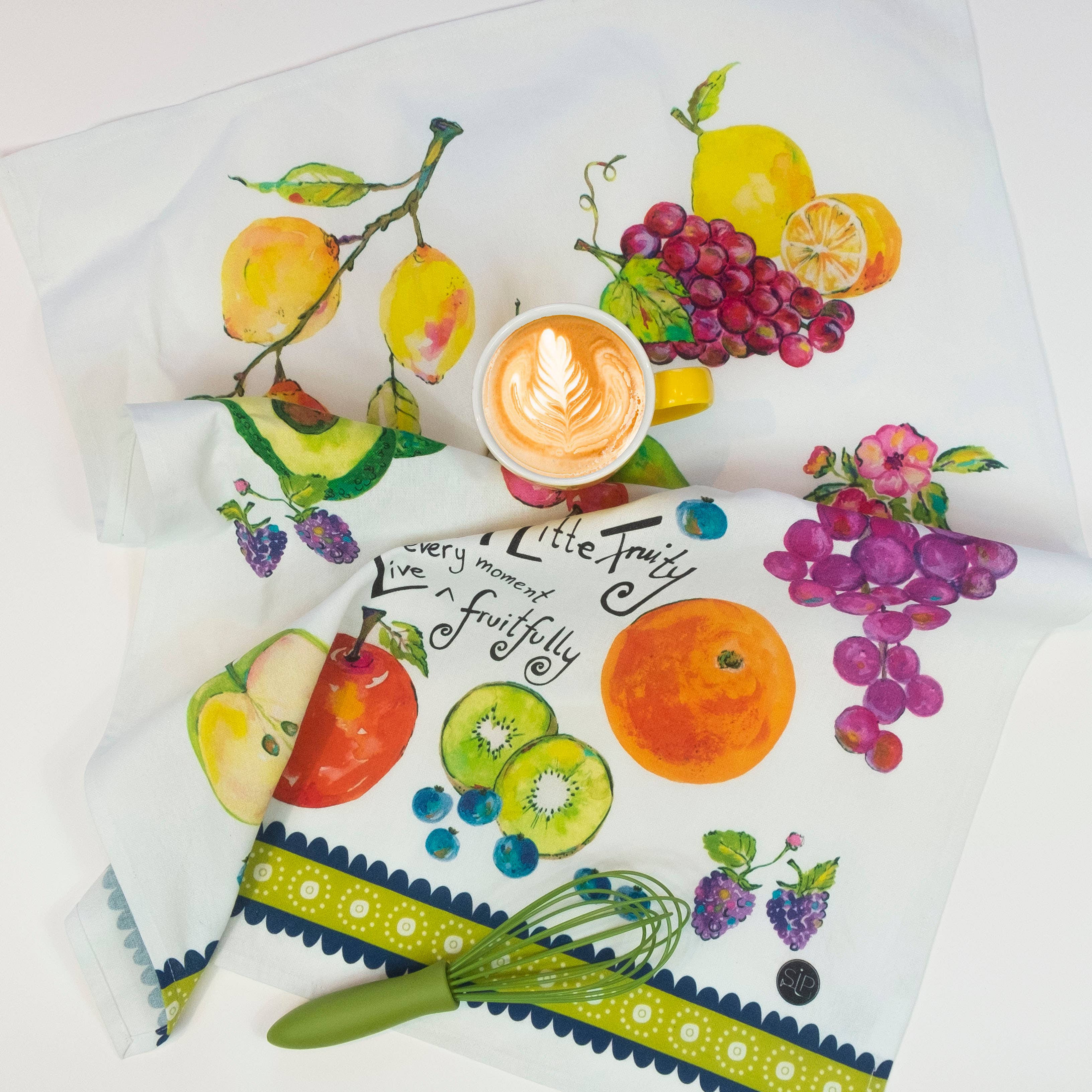 SIP - Wholesale Tea Towel - "Live Fruitfully" Kitchen Towel1