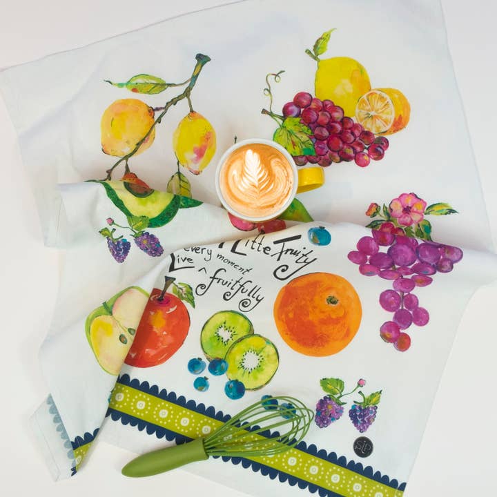 SIP - Wholesale Tea Towel - "Live Fruitfully" Kitchen Towel1