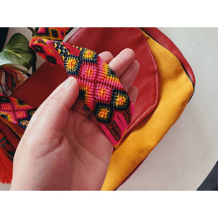 Pura Vida - Wholesale Crossbody Bag - Women's - Leather Mexican Colorful purse 8x10 in | clutch purse 6