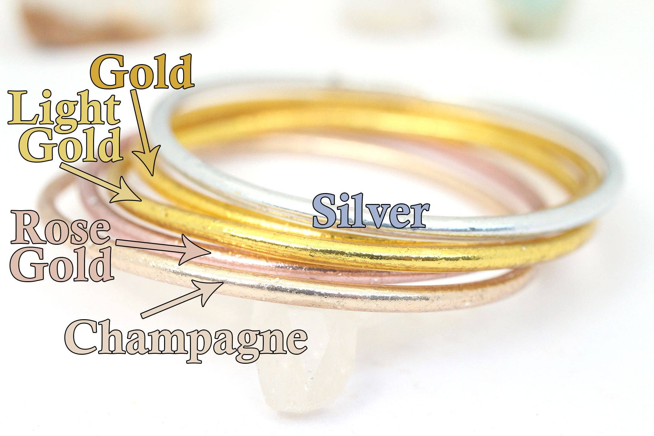 Woman Shops World - Vente Bracelet jonc - Bracelet mince unique pour temple bouddhiste thaïlandais, métaux assortis5