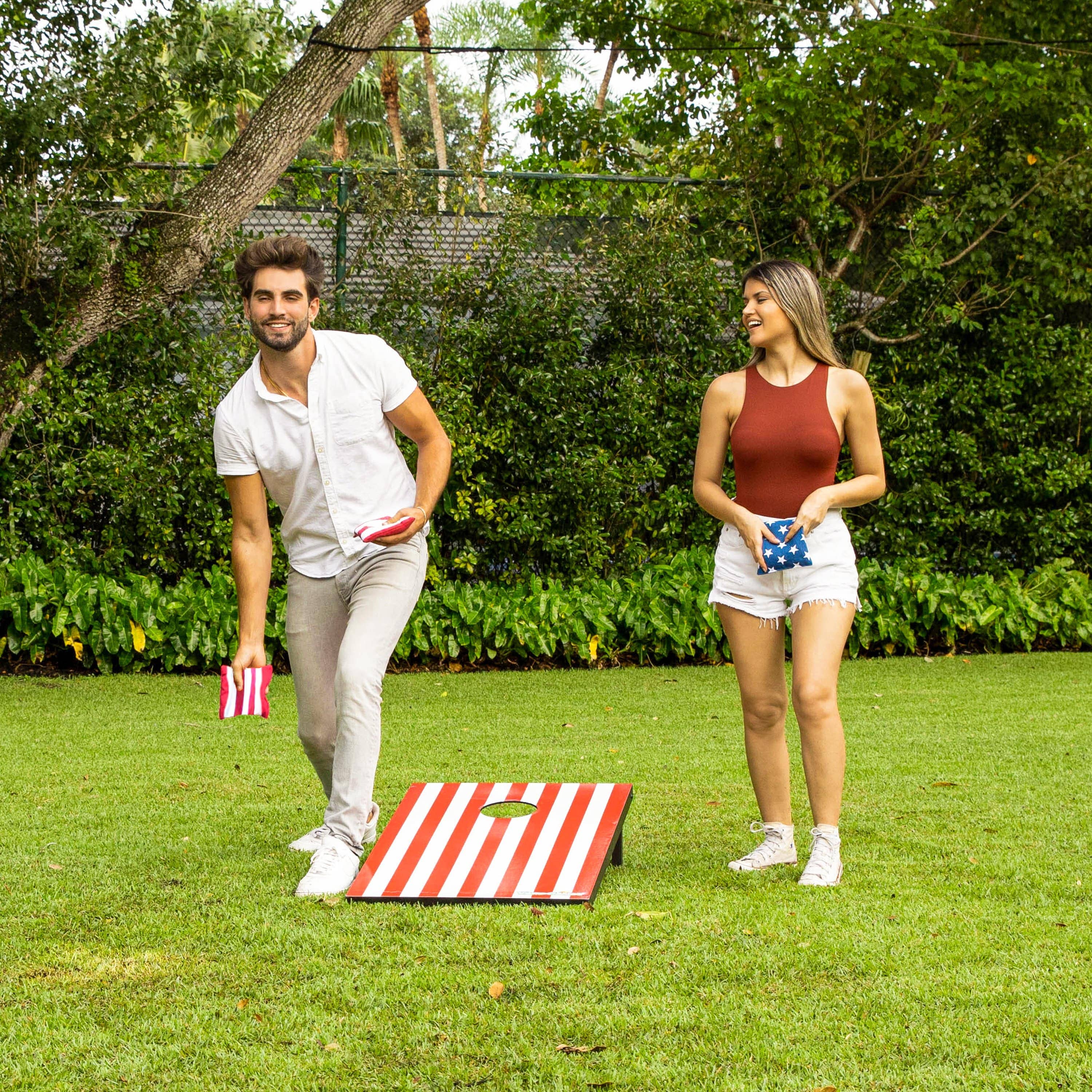 PoolCandy - Vente Jeu de pelouse - Planche Cornhole en bois Stars & Stripes YardCandy1