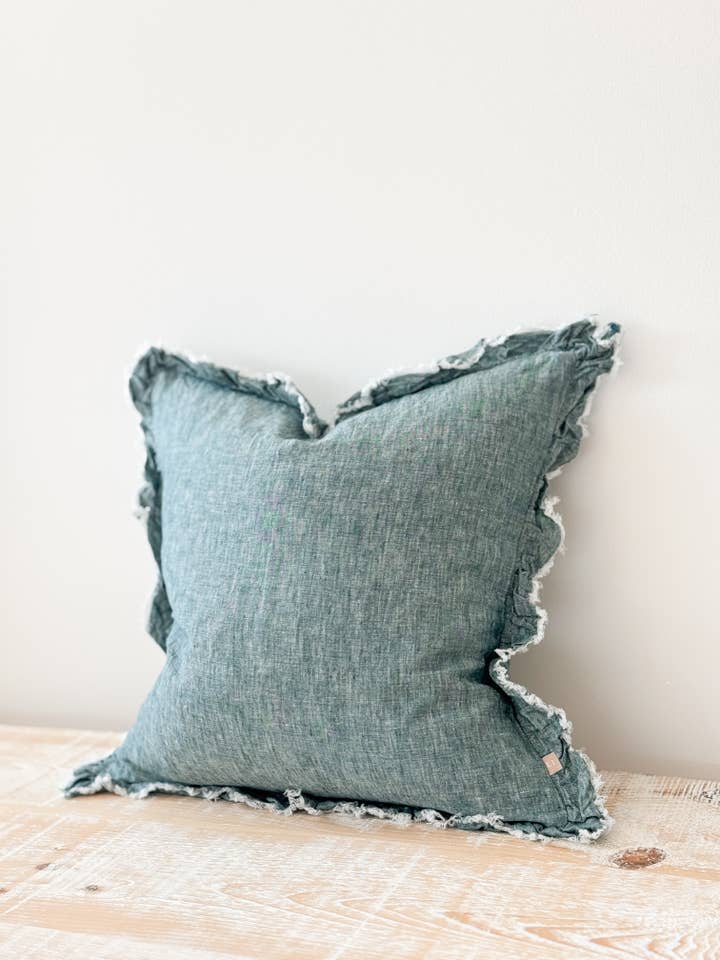 Hallie Washed Dark Teal Cushion Cover, 45x45cm for wholesale by Ellenvale Trade