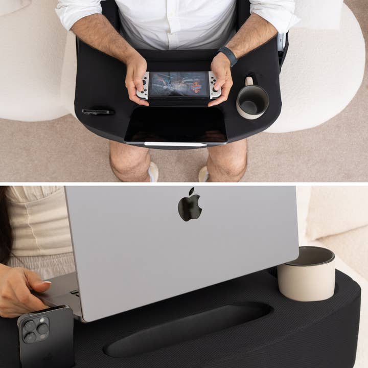 TabCouchCaddy - Wholesale Chair cushion - Reading Pillow for Gaming – Lap Desk & Arm Rest (Black)4