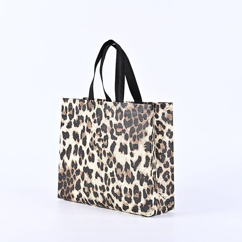 ByHome - Vendita all'ingrosso Buste regalo - 50 pezzi, 4 misure Borsa regalo in tessuto non tessuto con stampa animale leopardata3