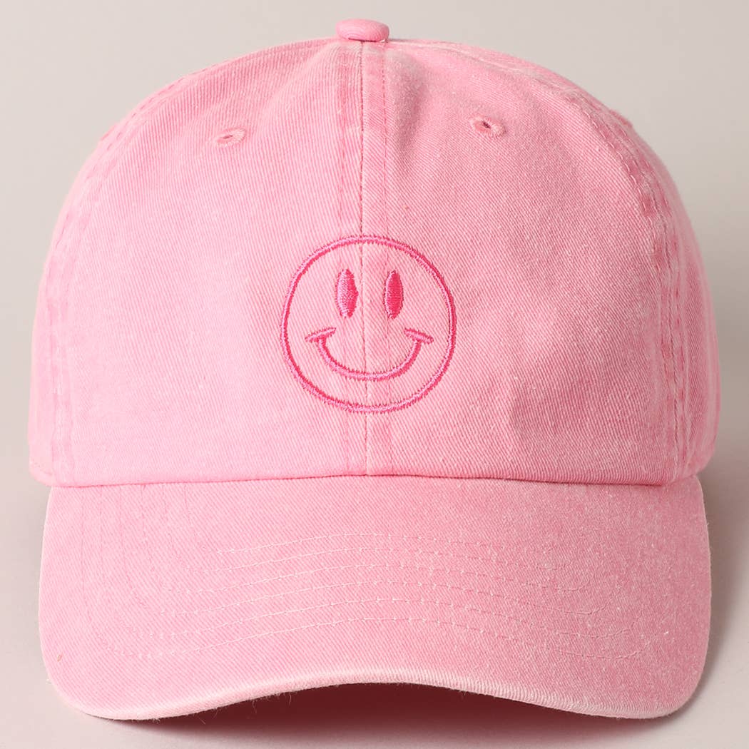 Fashion City - Wholesale Baseball Cap - Women's - Happy Face Embroidered Cotton Baseball Cap12