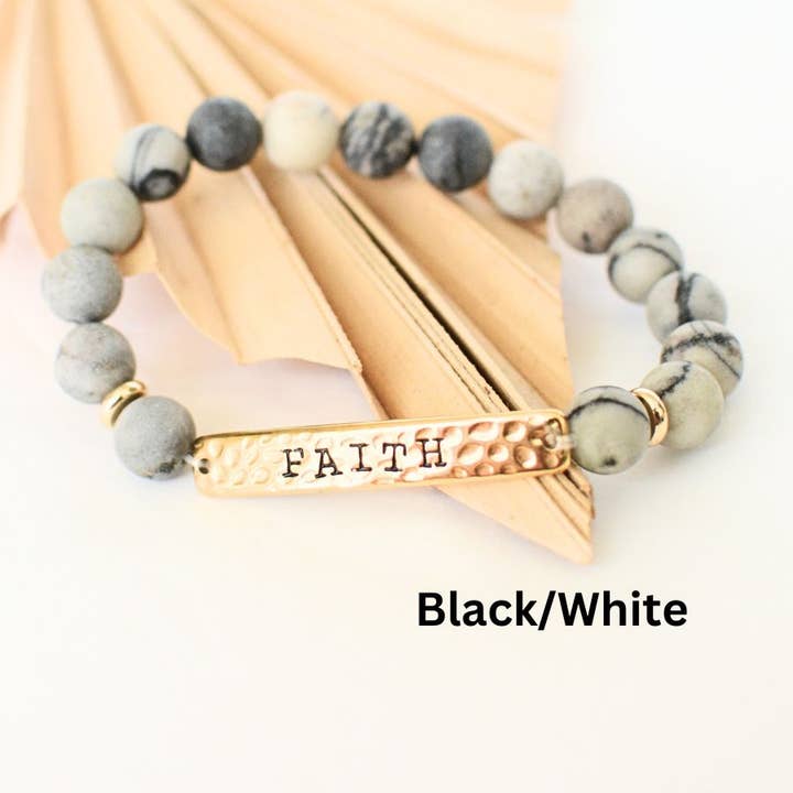 Two and Crew - Wholesale Beaded Bracelet - FAITH Stone Bible bracelet Catholic Christian jewelry