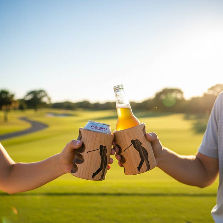 Beer Drinking Accessories - Wholesale Drink Huggers & Koozies - Beer Koozie - Hand Carved Wood - Anchor and Chain Engraving5