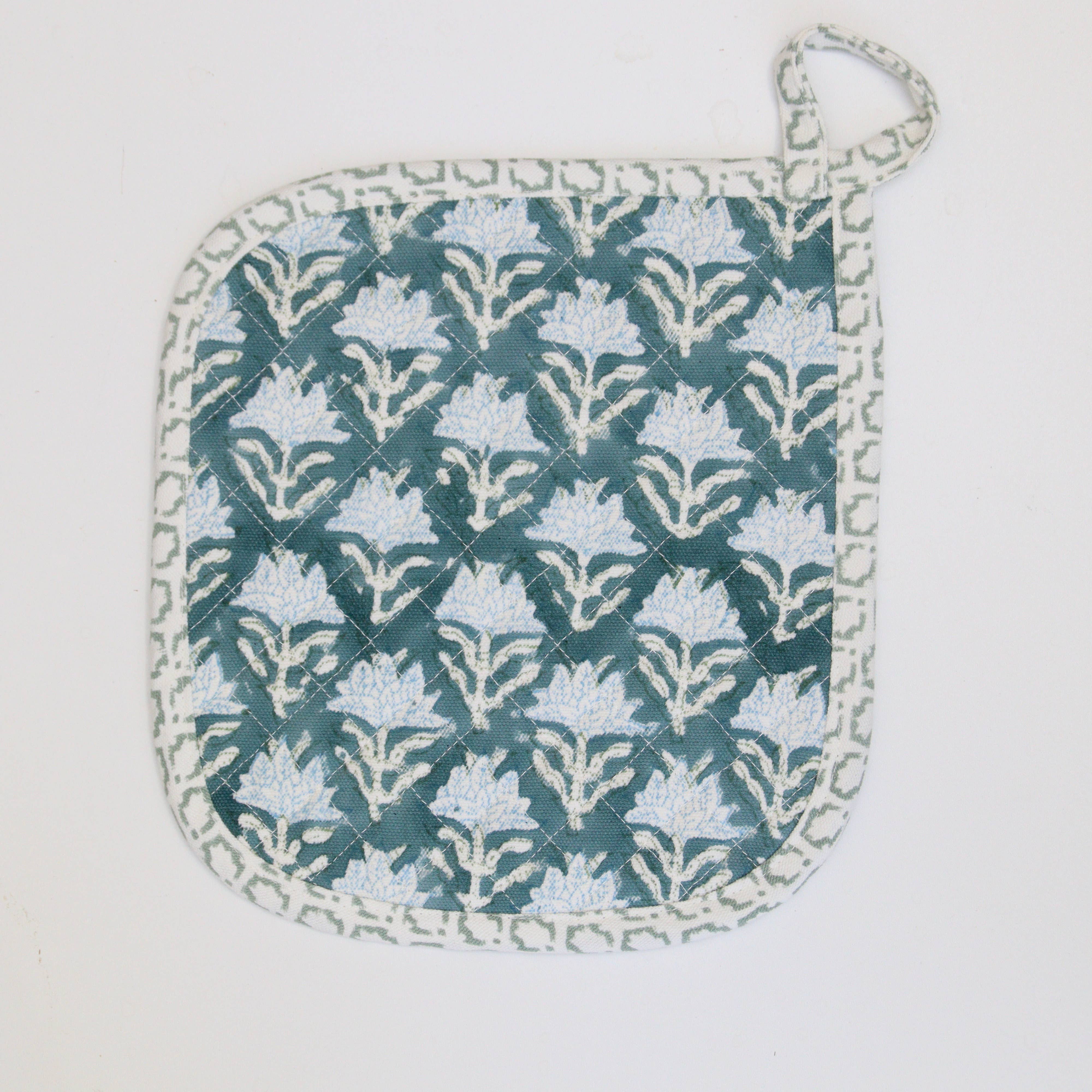 Rozablue - Wholesale Oven Mitt/Pot Holder - Blue-green Oven Mitt & Pot Holder Set in different prints 2