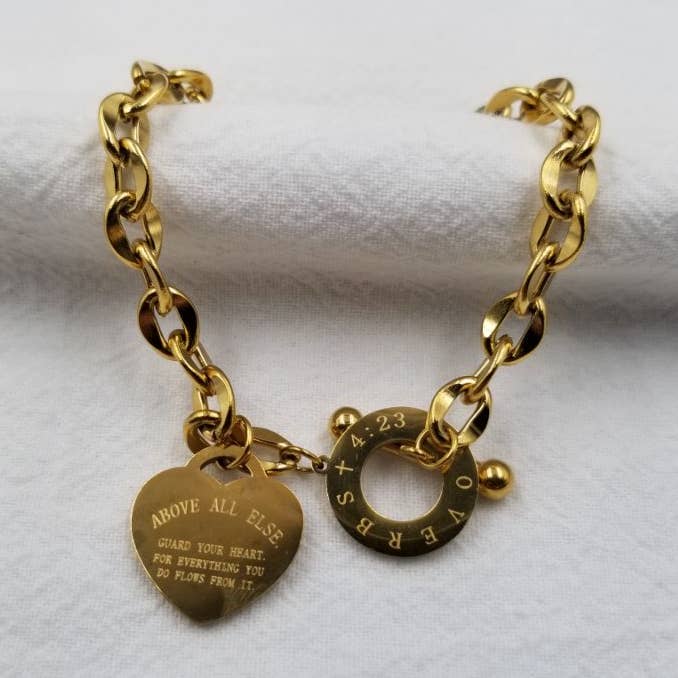 ABOVE ALL ELSE Heart Toggle Bracelet - Valentines for wholesale by ENA Jewelry