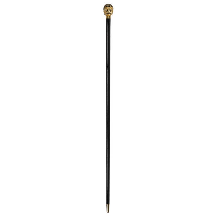 Elegant promenadstav med guldförgylld skalle och svarta Swarovski-stenar för wholesale av Walking Sticks/Utile4