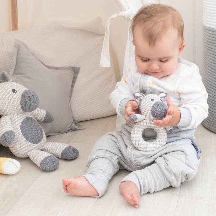 Living Textiles - Wholesale Handheld Rattle - Baby - Whimsical Knit Rattle - Zac Zebra