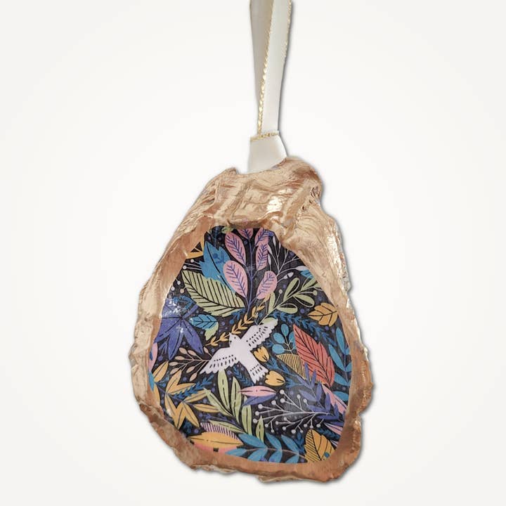 Joyful Jungle Bird Ornament • Oyster Shell for wholesale by Beatrixbell Handcrafted