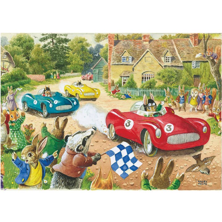 De Autorace - Racey Helpt Ansichtkaart voor wholesale door Ganymed Press